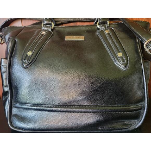 Lily Jade Anna Diaper Bag Black Vegan Leather Purple Lining Rare Discontinued🖤 - Picture 3 of 16